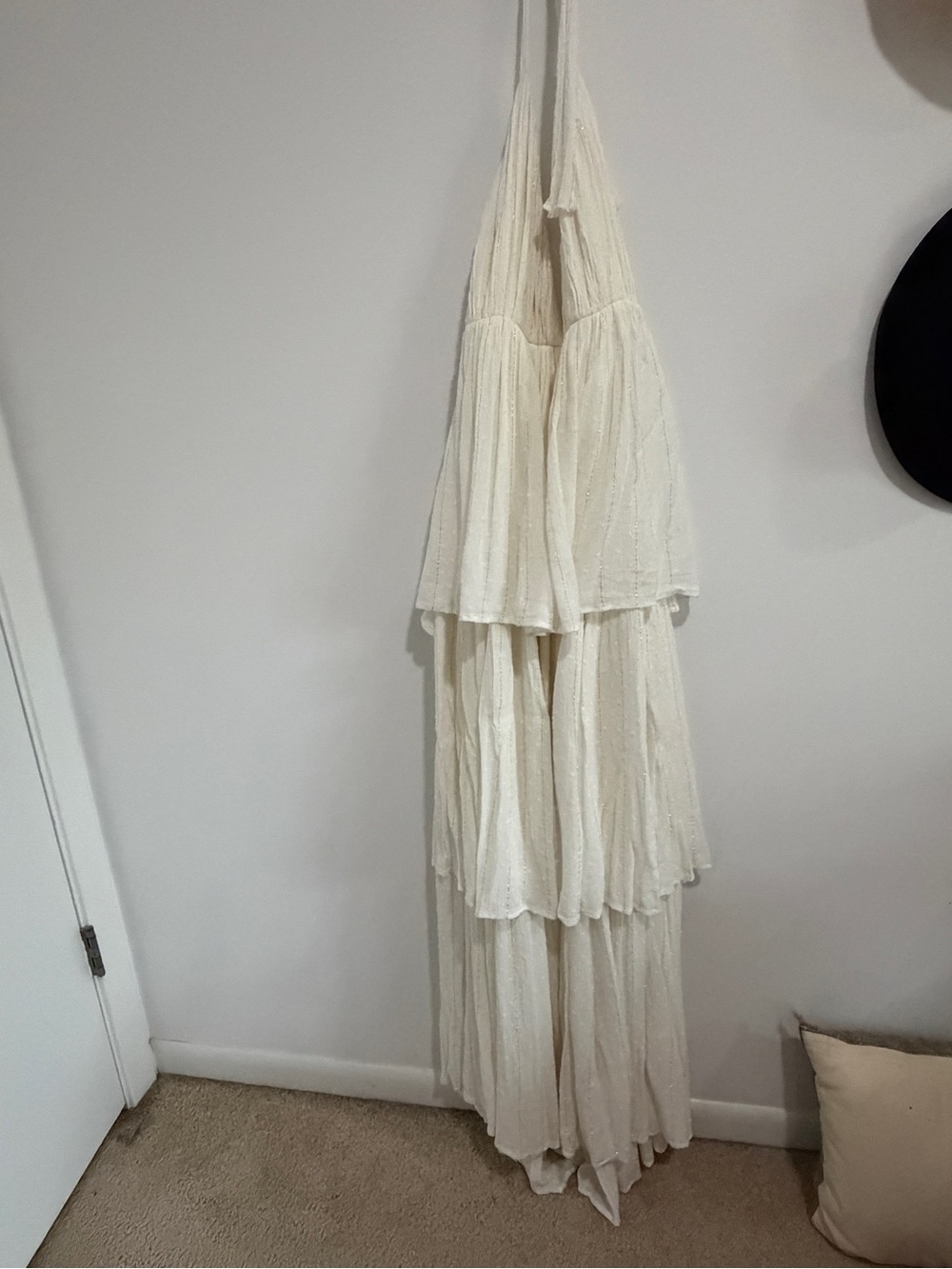 PQ Swim Ivory Tiered Halter Maxi Dress